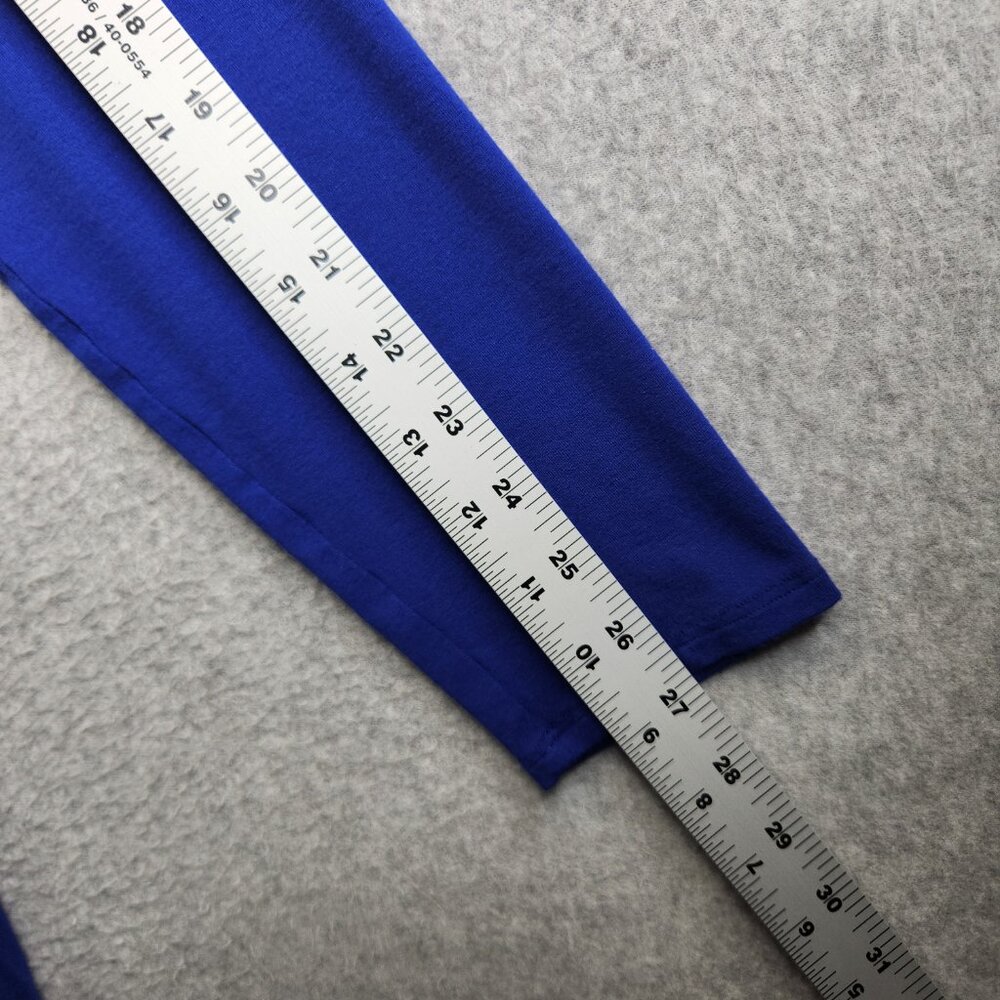 Eileen Fisher Dress Womens L Blue Midi Jersey Knit Keyhole Neck Minimalist - Picture 11 of 14